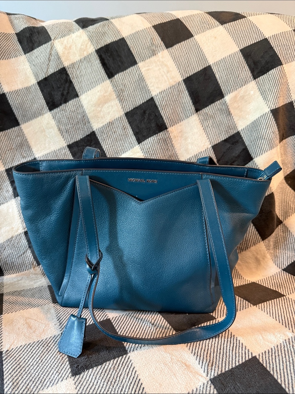 Michael Kors Teal Blue Pebbled Leather Tote